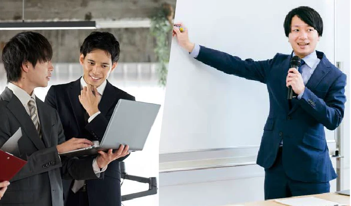 顔を合わせた相談と講師による研修のイメージ
