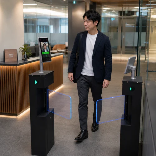 認証ゲートを通って施設を利用するイメージ